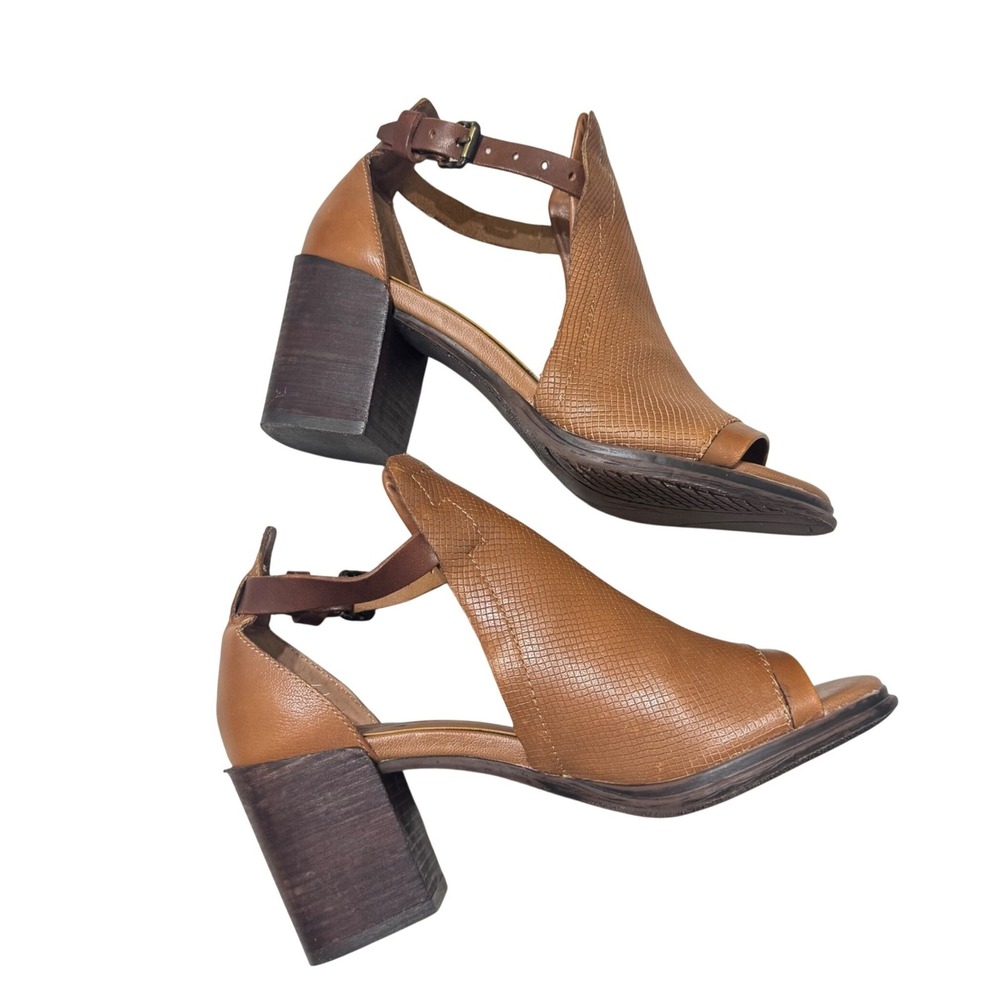OTBT Metaphor Sandal Bootie Womens 7.5 Tan Block Heel Leather 7F848 - Picture 2 of 11